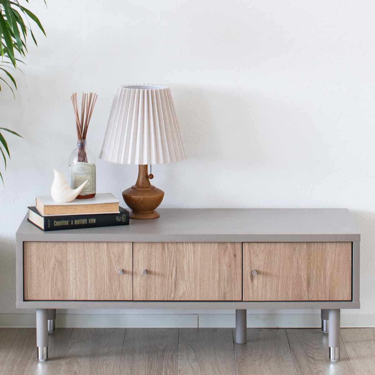 テレビ台 幅91cm 32インチ対応 ツートンカラー シルバー脚 （ 32型対応