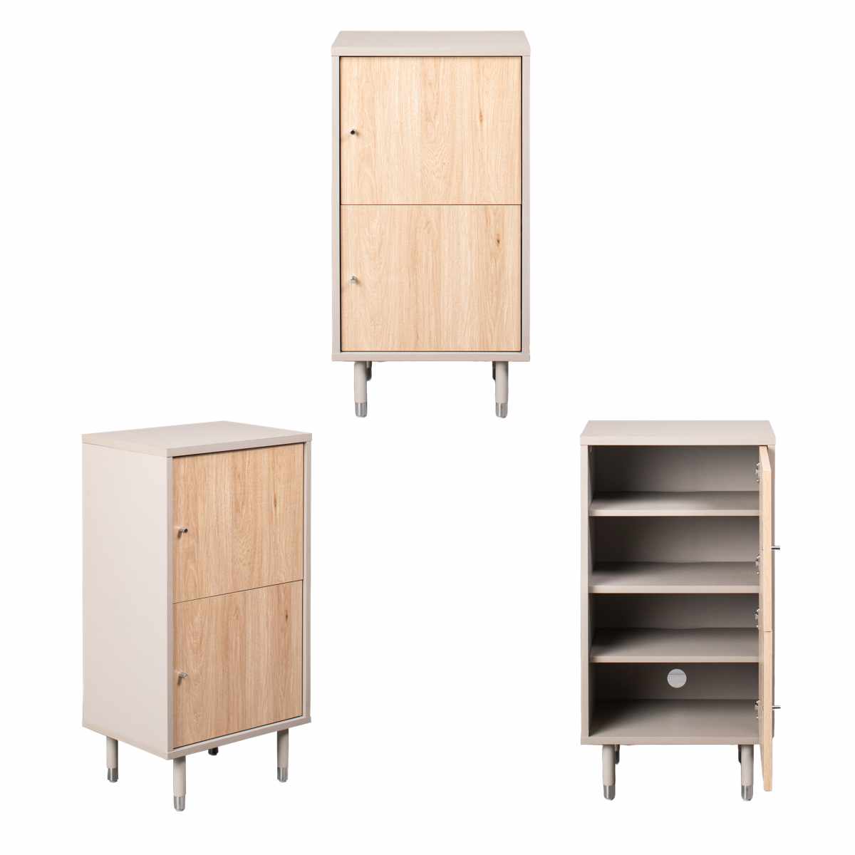 キャビネット 幅47cm ツートンカラー シルバー脚 （ 棚 ラック 扉