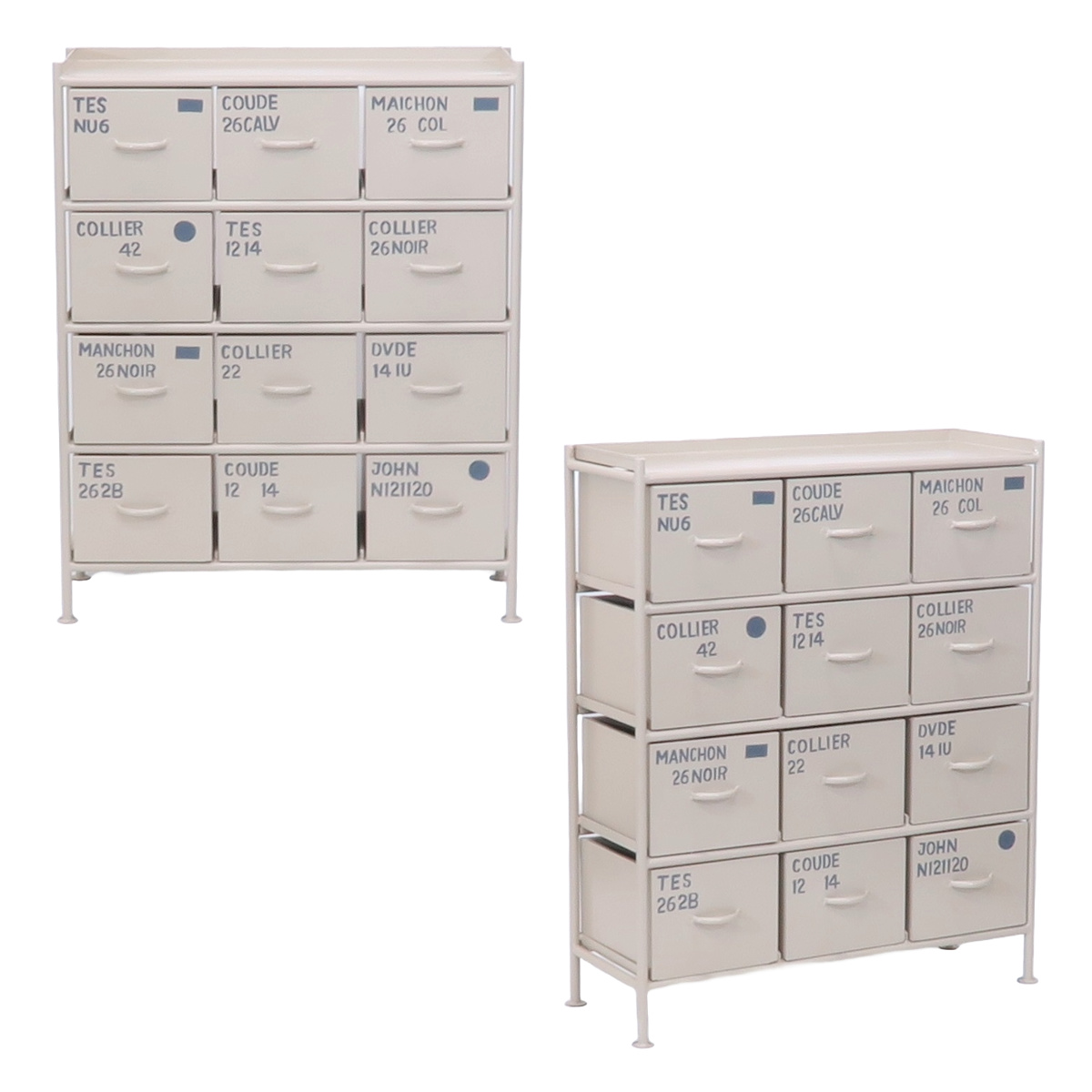 スチールチェスト 縦型 幅85cm 引出し12杯 インダストリアル 完成品