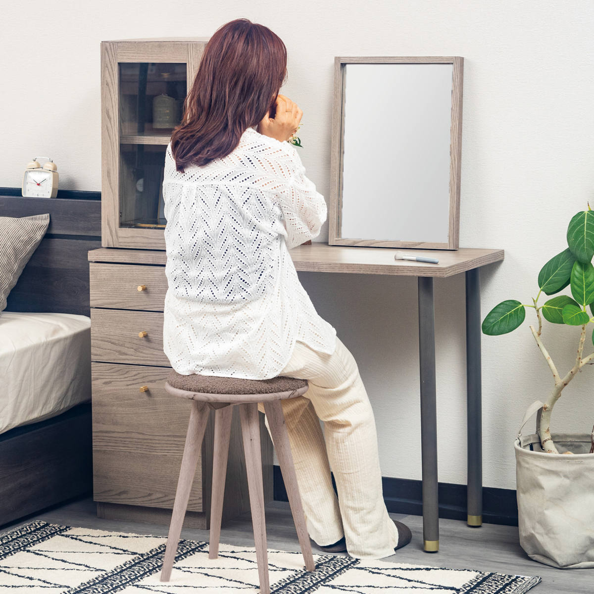 ドレッサー デスク 幅100cm ワークデスク 収納棚付 パレ （ 化粧台 机