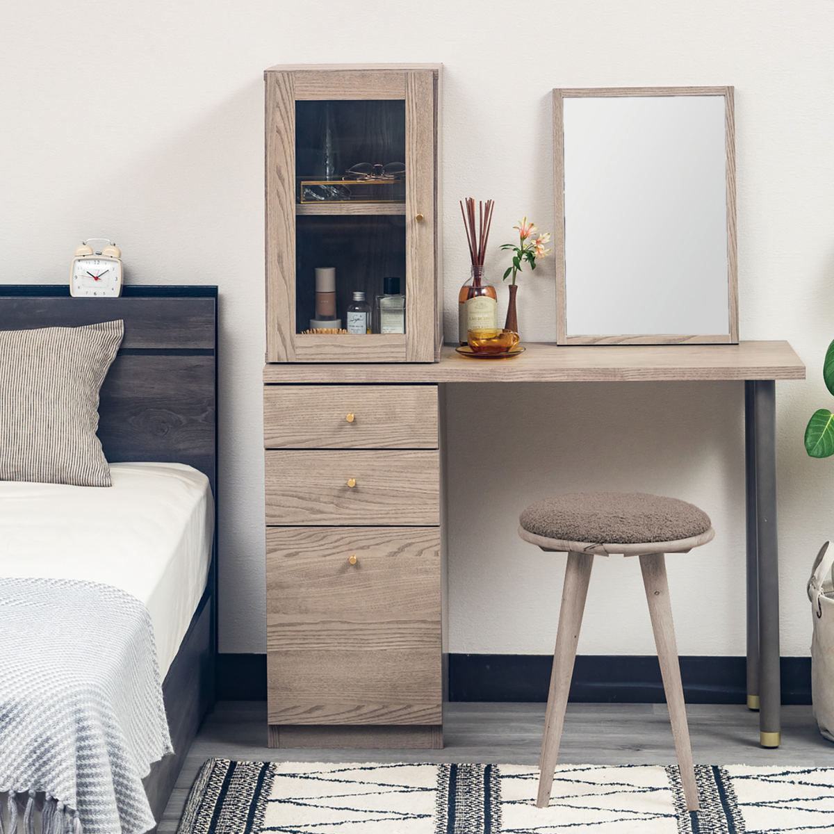 ドレッサー デスク 幅100cm ワークデスク 収納棚付 パレ （ 化粧台 机