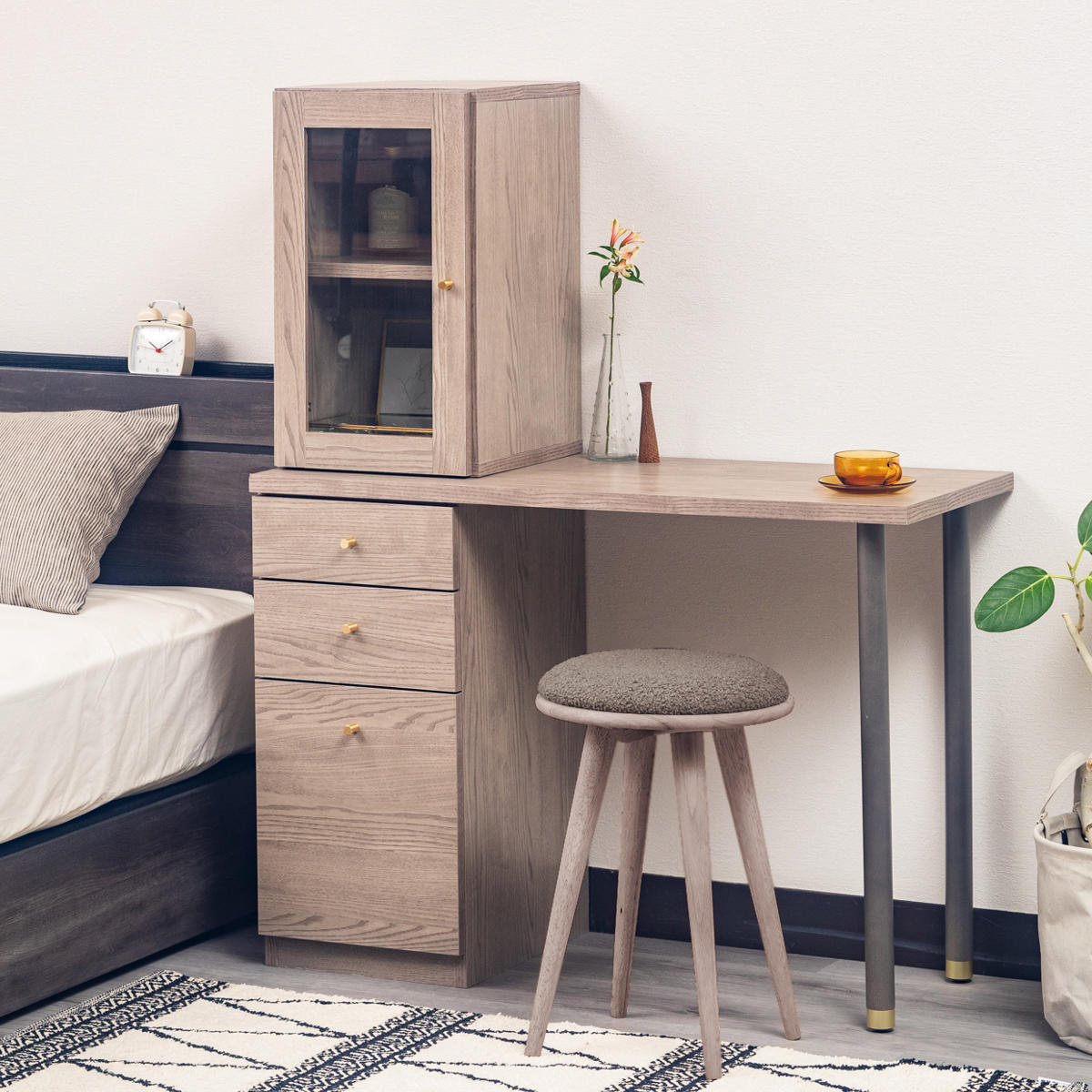 ドレッサー デスク 幅100cm ワークデスク 収納棚付 パレ （ 化粧台 机