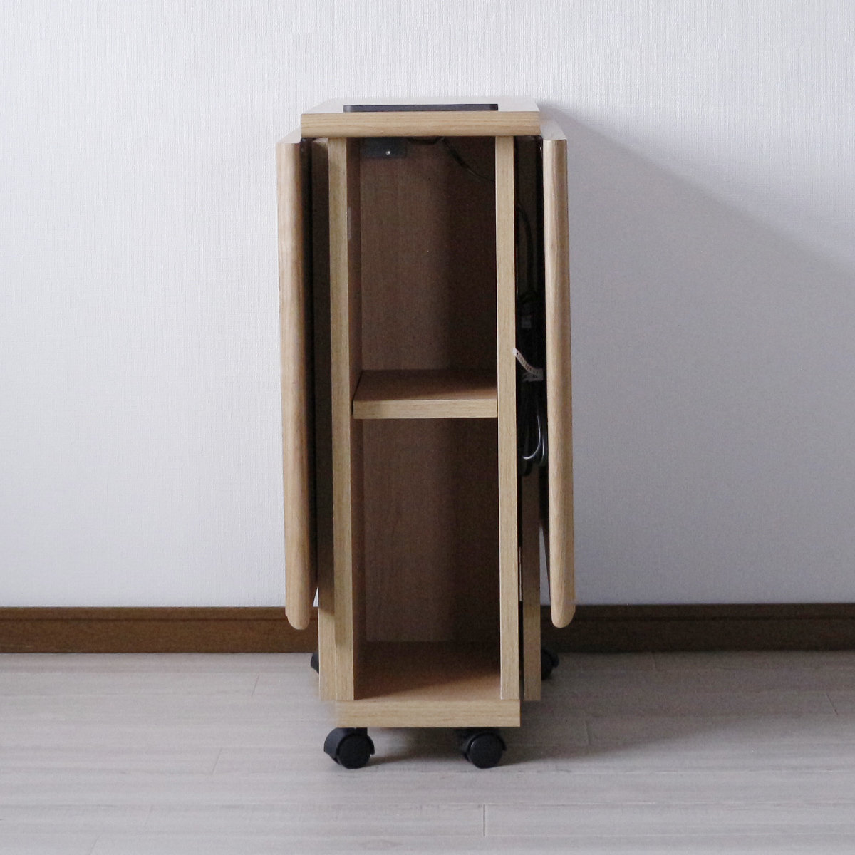 ダイニングテーブル 2人用 折りたたみ 幅31〜135cm バタフライ USB付コンセント （ テーブル 食卓テーブル キャスター付き 収納 引き出し 木製 コンパクト ）_23