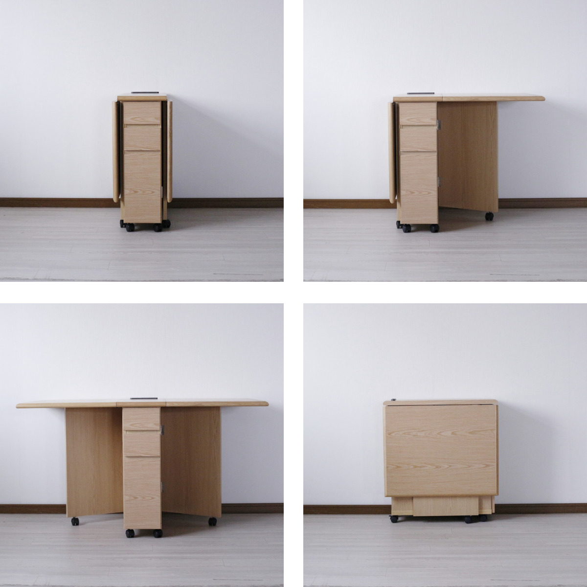 ダイニングテーブル 2人用 折りたたみ 幅31〜135cm バタフライ USB付