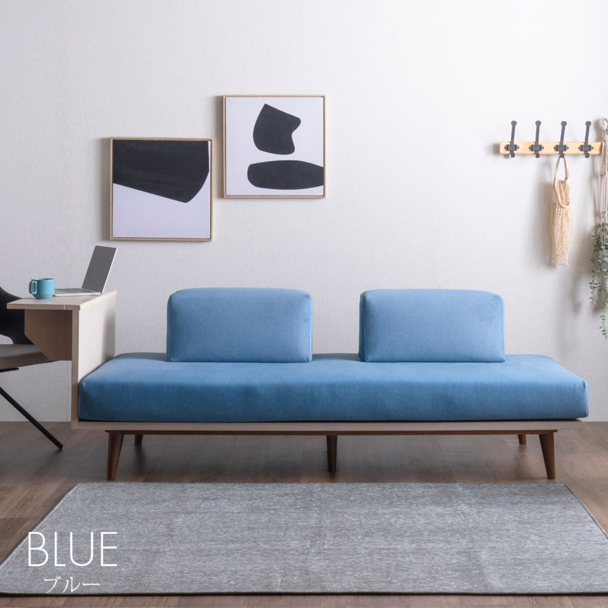 ソファ 2人掛け ポケットコイル サイドテーブル付 （ ソファー