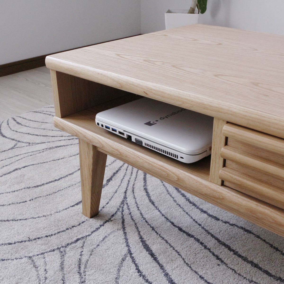 リビングテーブル 高さ38cm 天板長方形 引出し付 センターテーブル