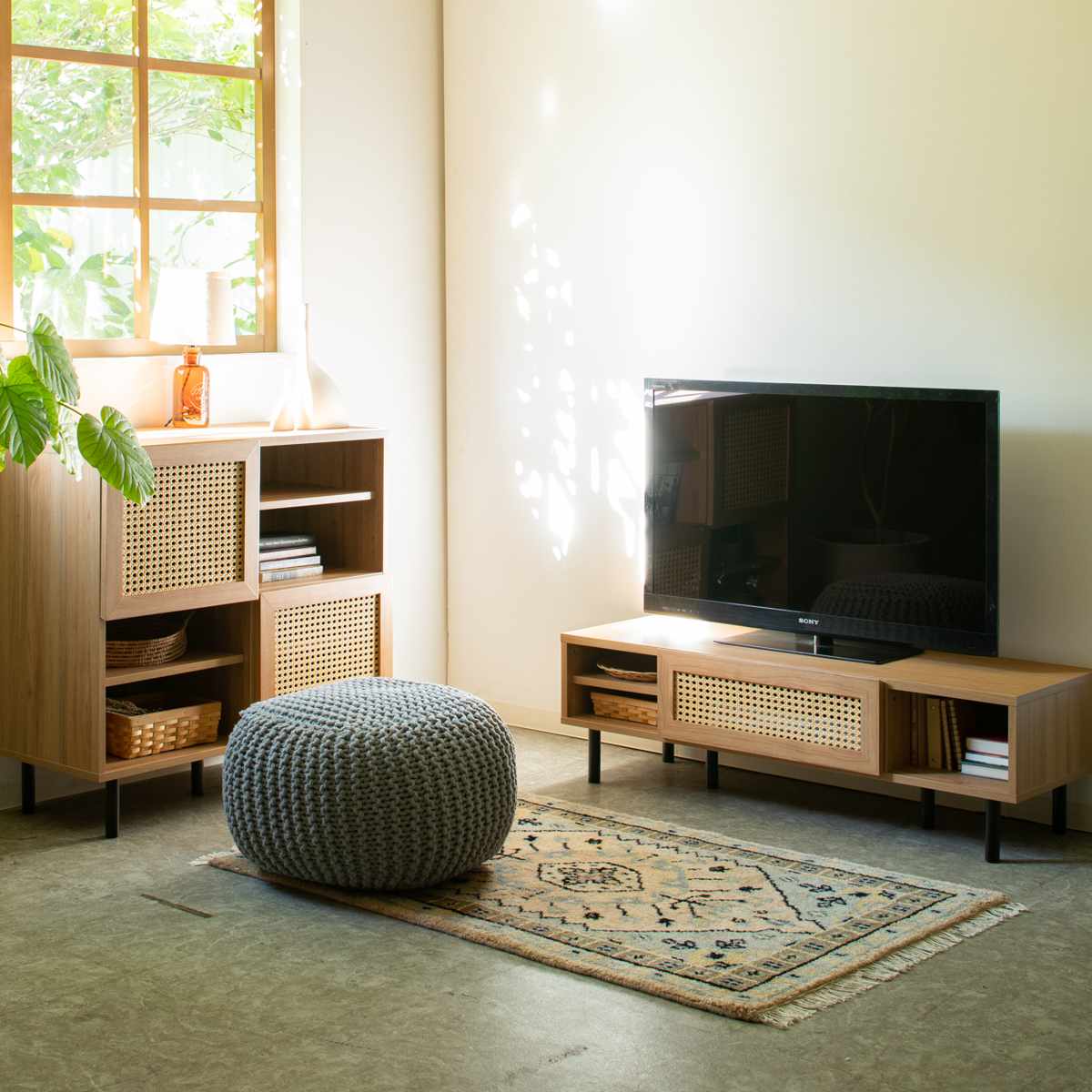 テレビ台 幅120cm 49インチ対応 ラタン調 マルシェシリーズ （ 49型