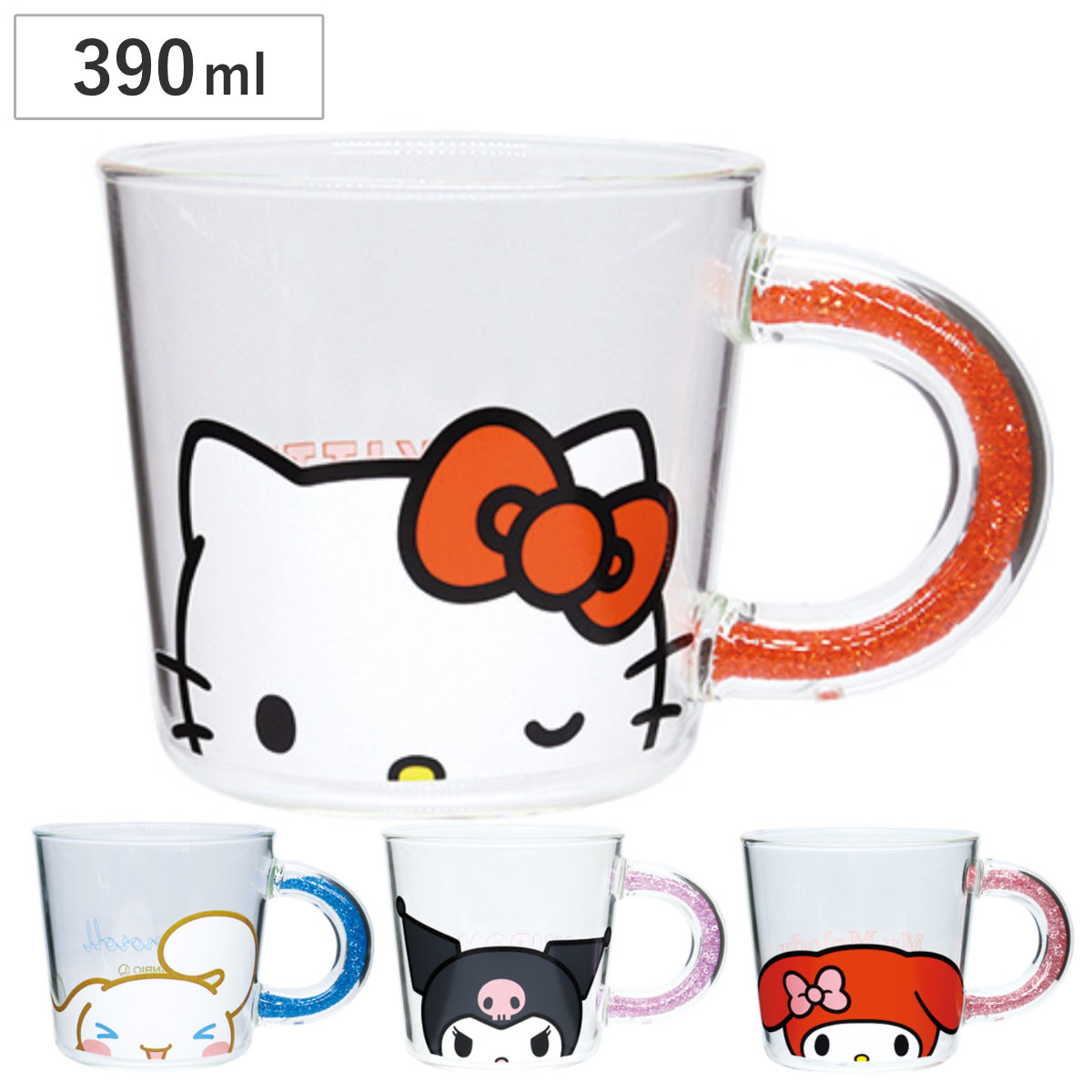 大西賢製販 マグカップ 390ml サンリオ 耐熱ガラスマグ （ ガラス 耐熱