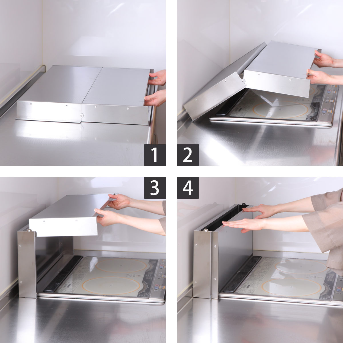 ヨシカワ コンロカバー 折りたたみ式 ステンレス スーパーエンボス