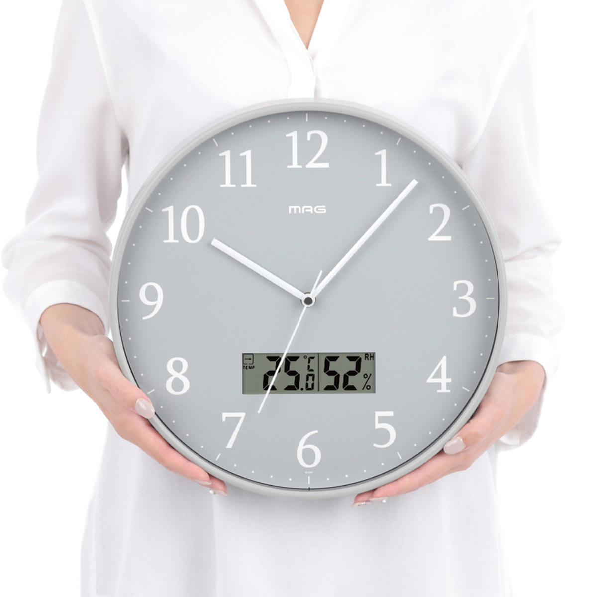 ノア精密 掛け時計 グリージョ MAG 電波時計 ステップ秒針 秒針停止