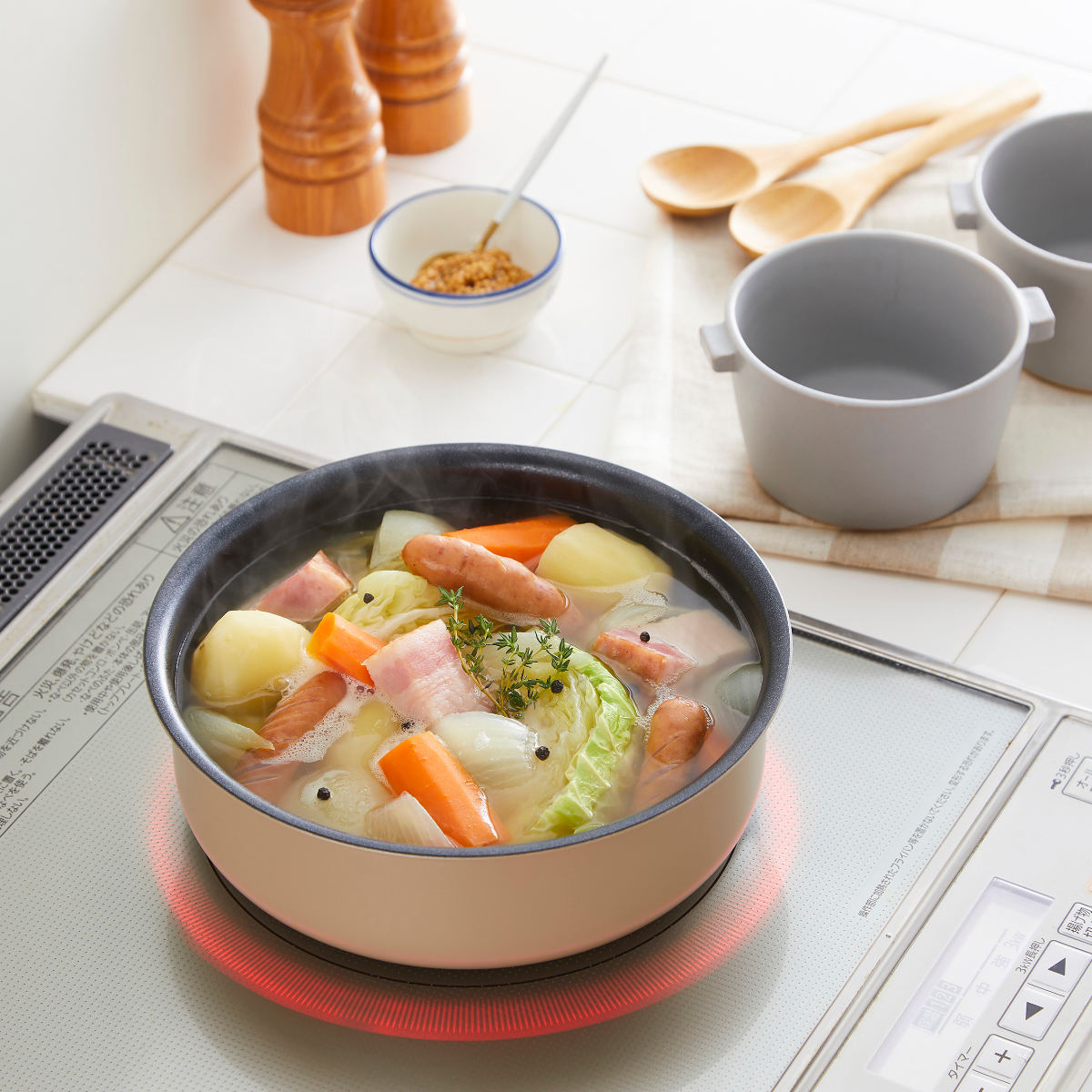 竹原製缶 鍋 20cm IH対応 和楽亭 とれパン 取っ手が取れる ふっ素加工
