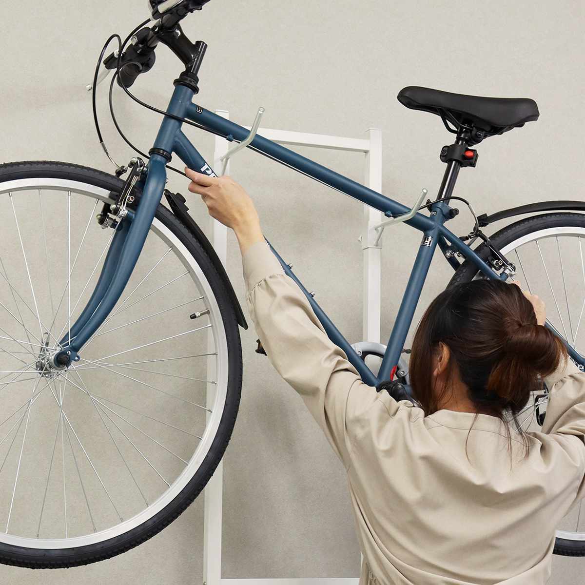 自転車スタンド 2台用 室内用 6段階高さ調整 （ サイクルスタンド
