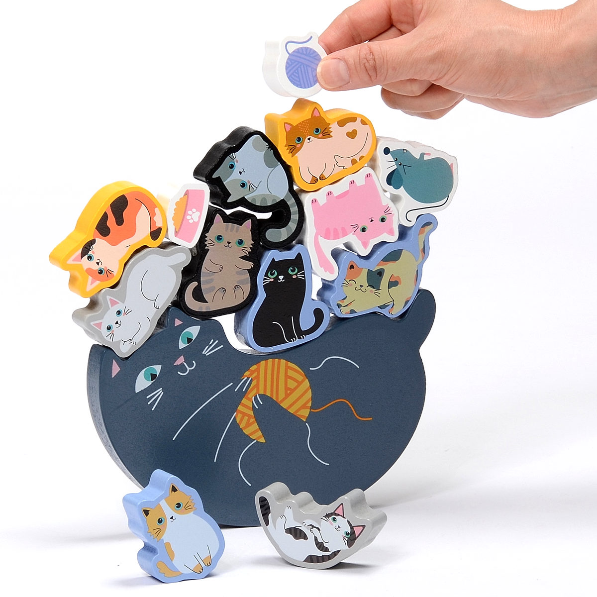 11匹にゃんこ バランス積み木 猫 室内遊び （ 積み木 知育玩具