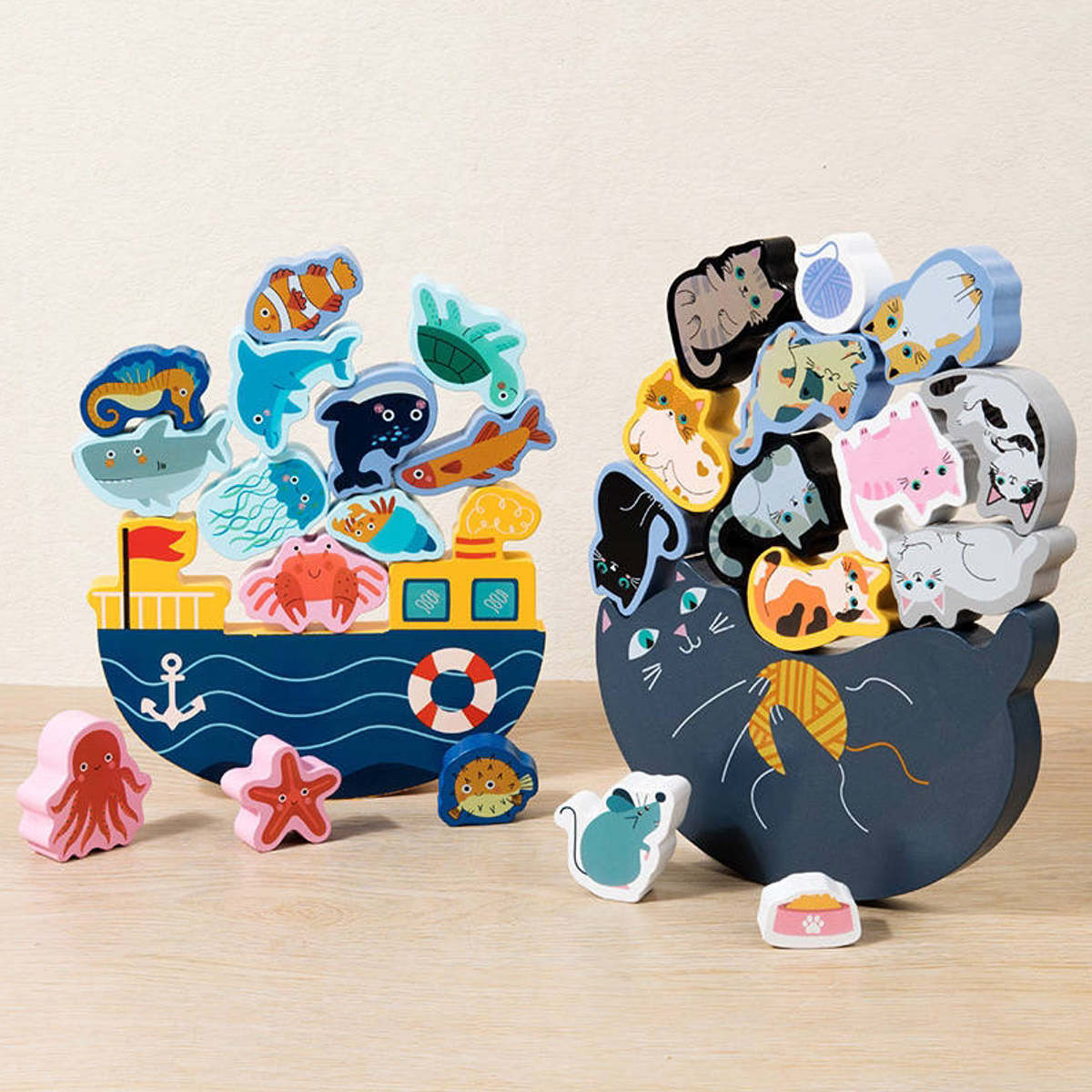 知育玩具セット 11匹にゃんこ バランス積み木 猫 室内遊び （ 積み木 知育玩具