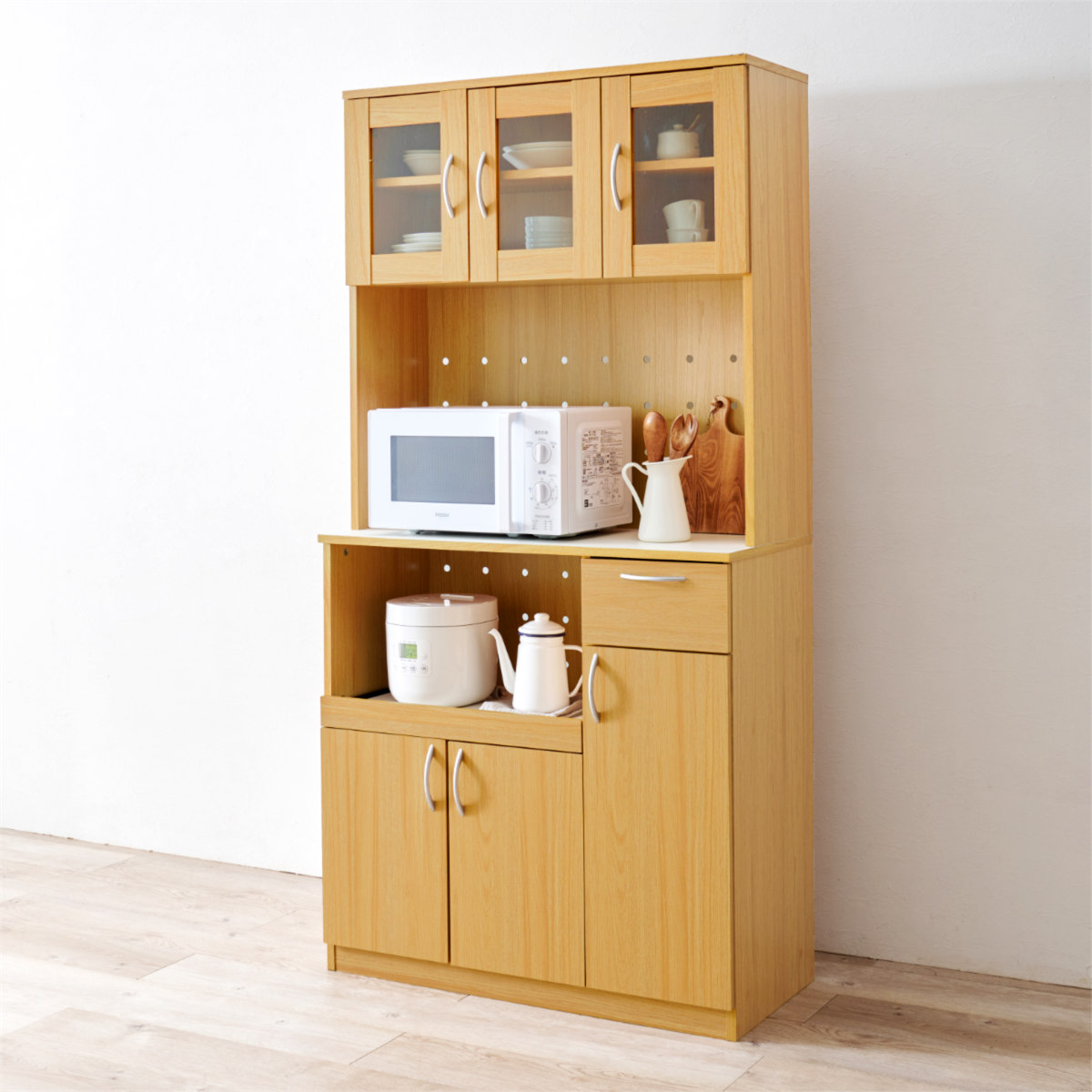 HAGiHARA（萩原） キッチンボード 幅89cm キッチン収納 大容量タイプ