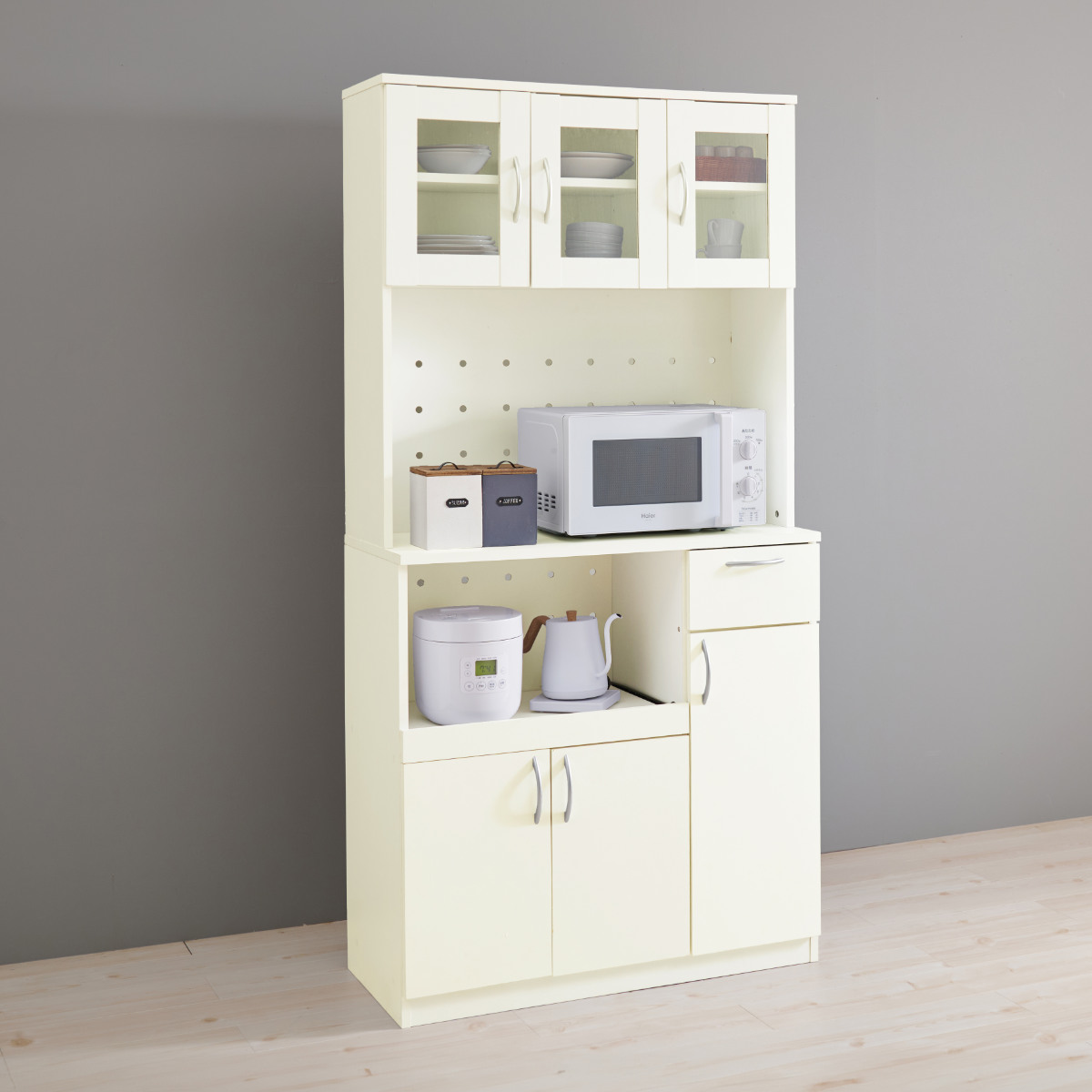 HAGiHARA（萩原） キッチンボード 幅89cm キッチン収納 大容量タイプ