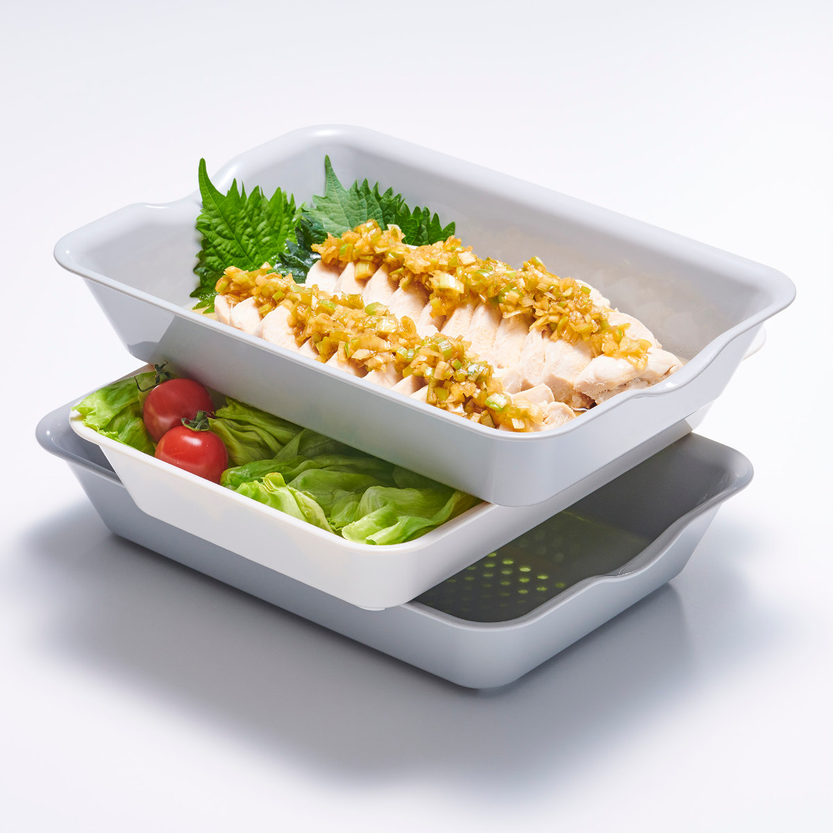 サルド　2本セット バット＆ザル ワイド 3点セット 抗菌 電子レンジ対応 日本製 （ ざる