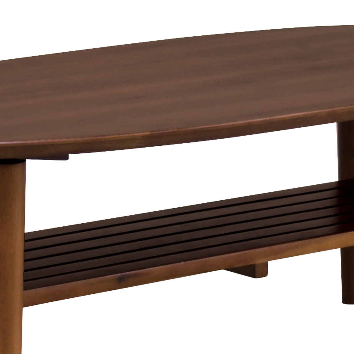 リビングテーブル 幅100cm オーバル形 折りたたみ 収納棚付 コティ2