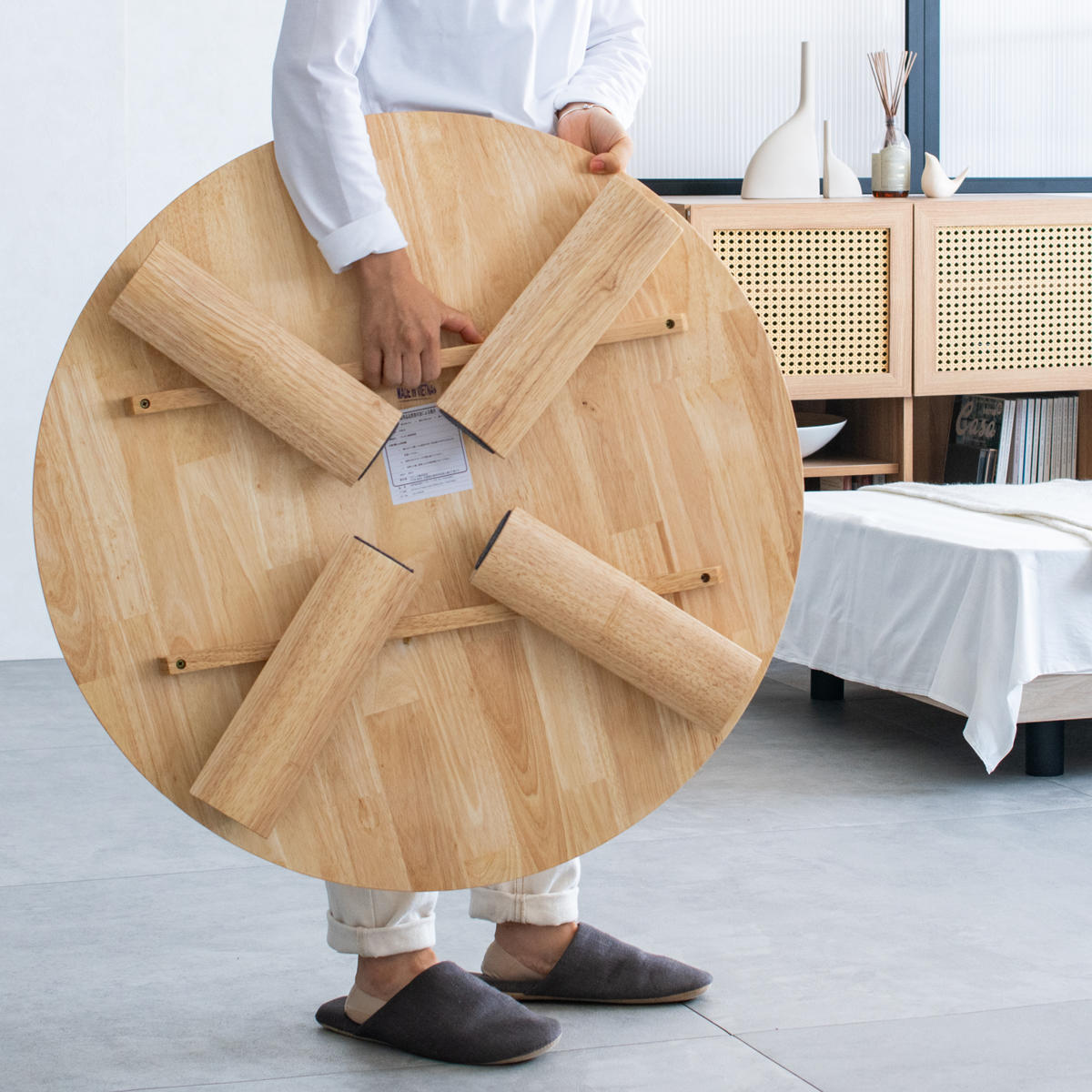 ローテーブル 円型 座卓 折りたたみ 直径80cm バーグ2 （ リビング