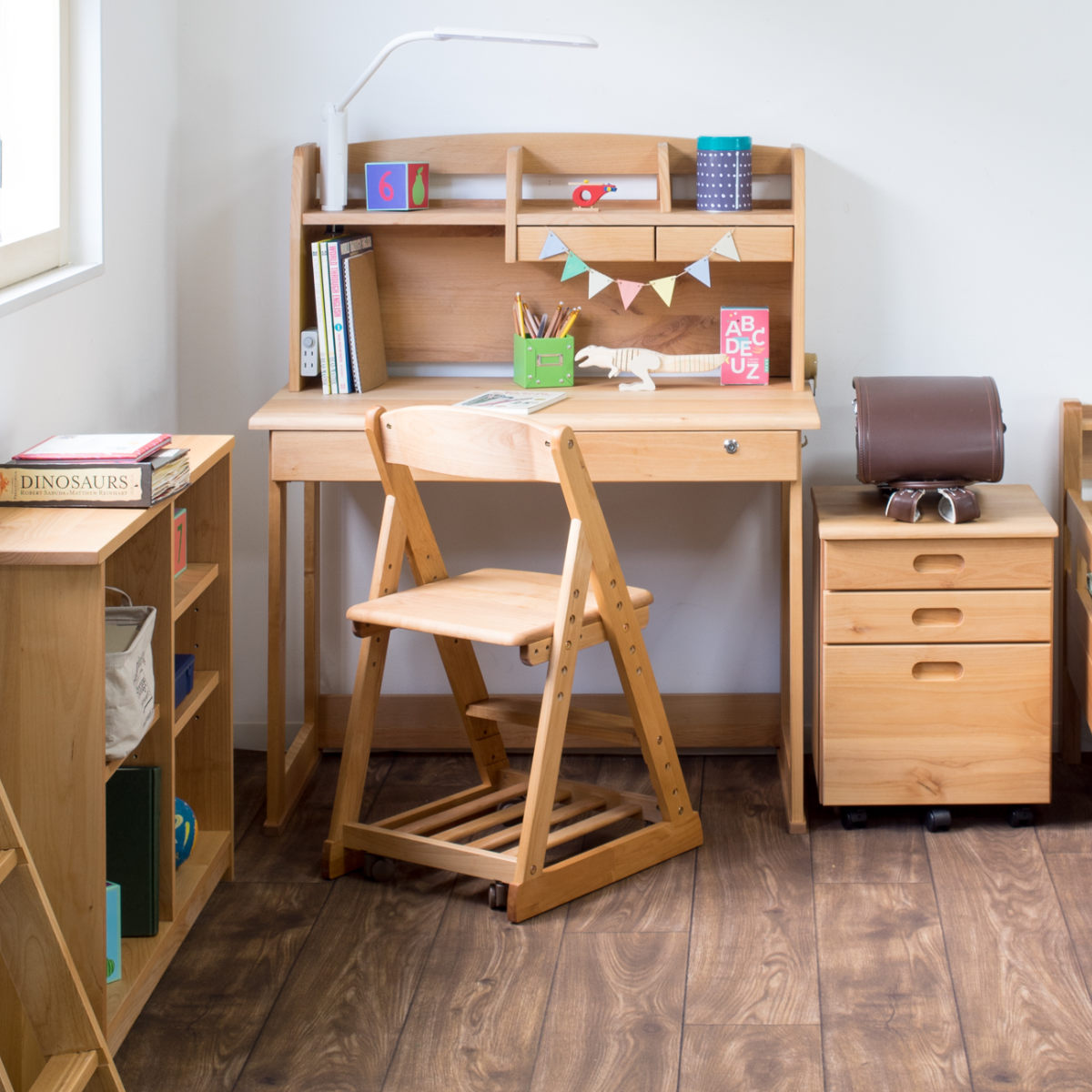 学習机 シンプル 幅100cm 奥行55cm 引出し付 フォレスト （ デスク