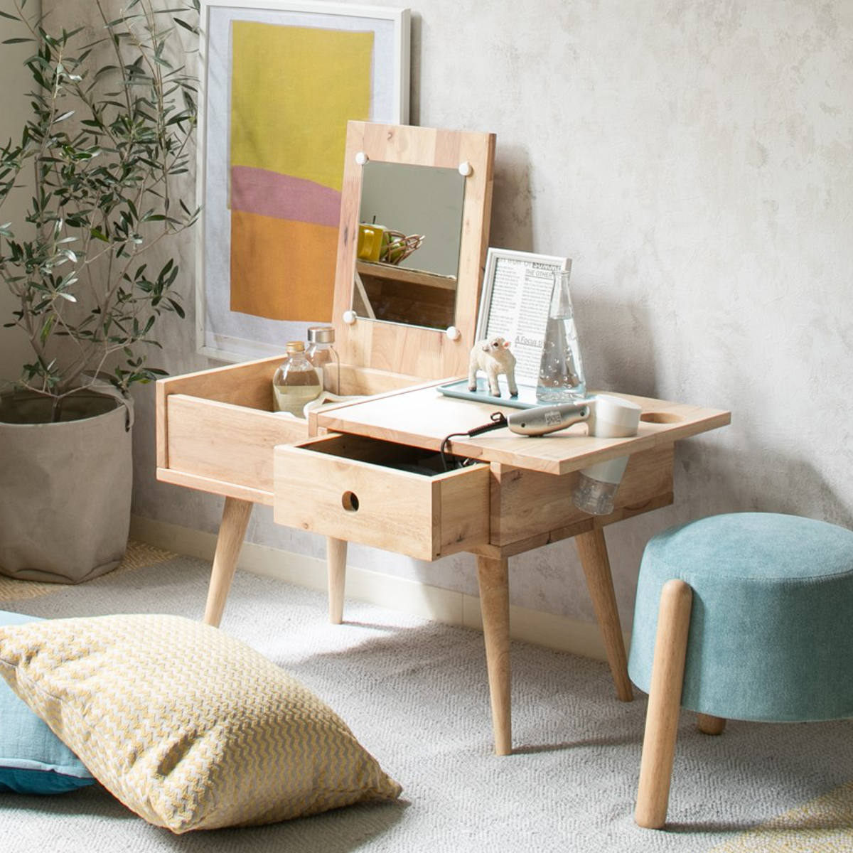 ドレッサー テーブル 幅75cm ドライヤーホルダー付 NATURAL SIGNATURE
