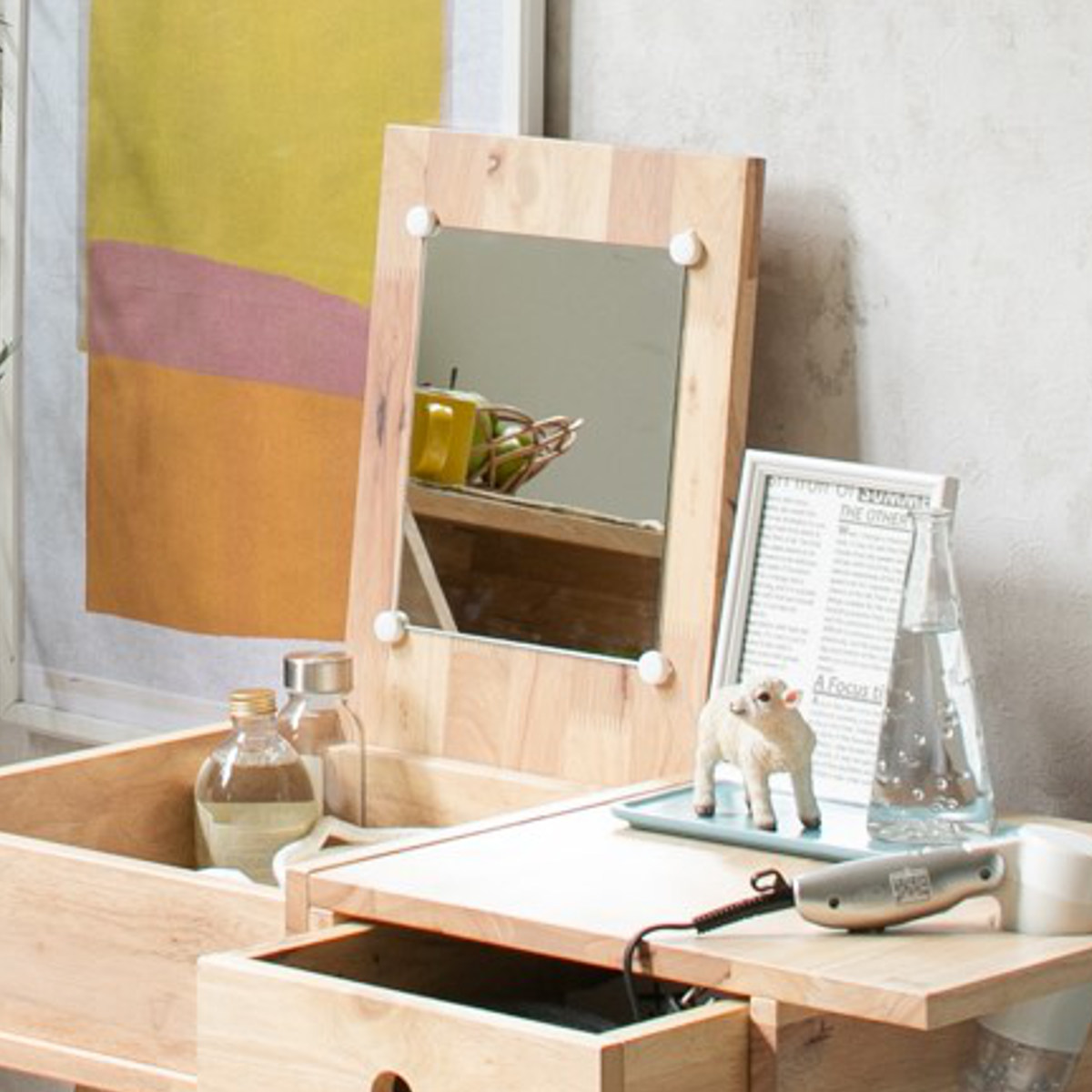 【幅75cm】ドレッサーテーブル 収納付き ディスプレイ収納付き コンパクト ディスプレイ 収納付き ドレッサー テーブル | FIGARO