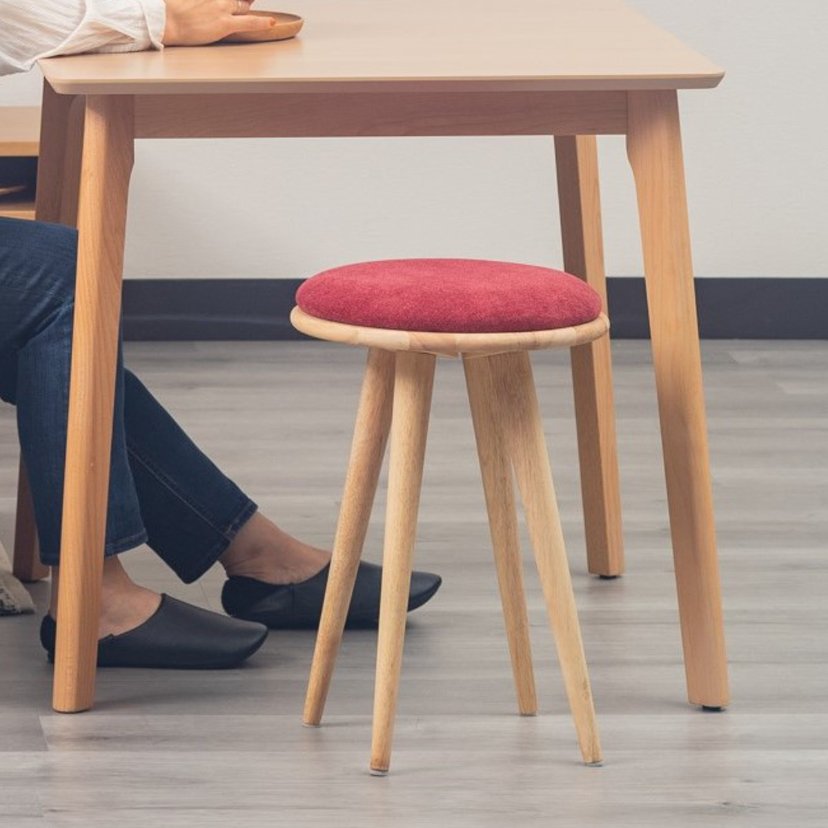 スツール 高さ50cm 円型 置きクッション 起毛生地 ボア生地 ラウンド