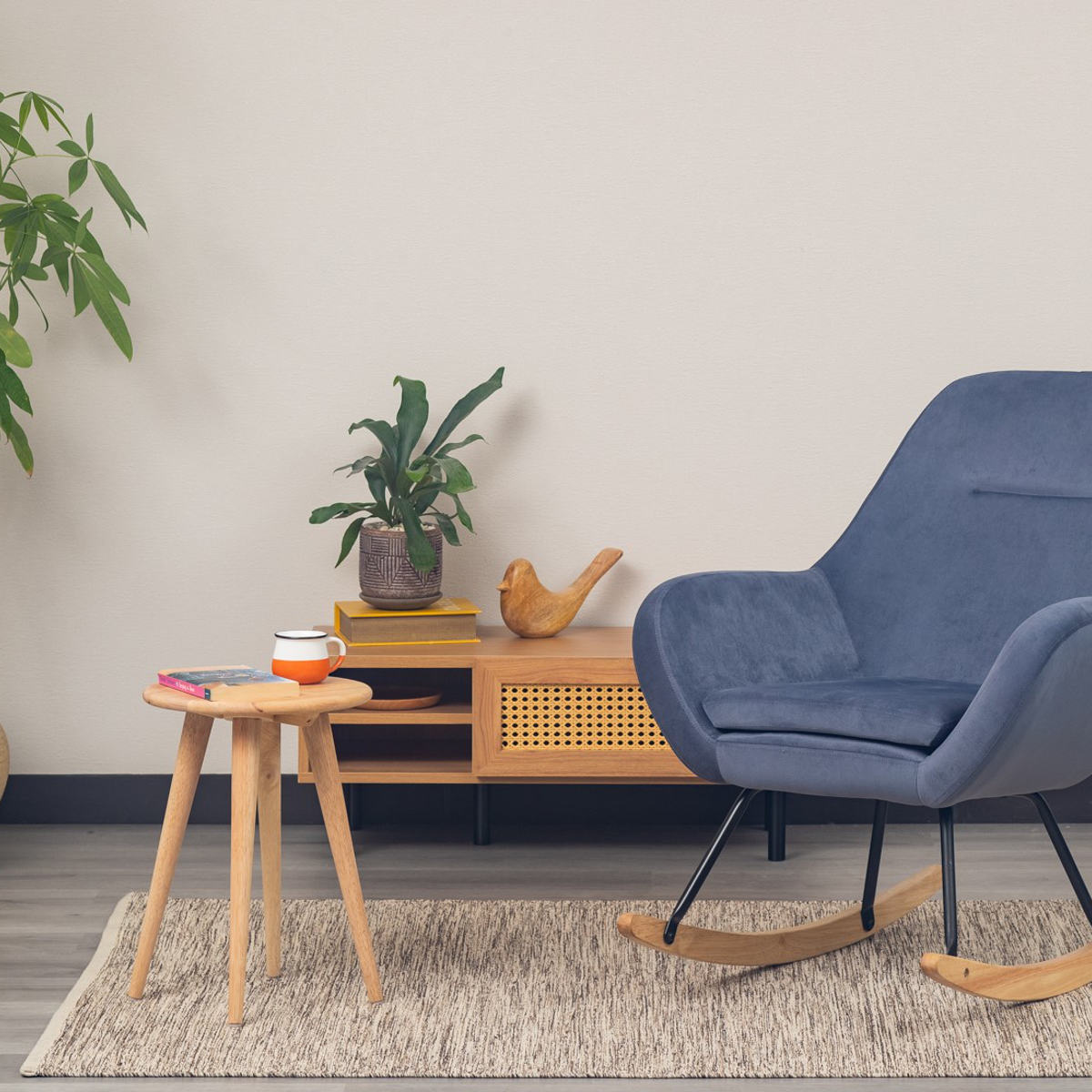 スツール 高さ50cm 円型 置きクッション 起毛生地 ボア生地 ラウンド