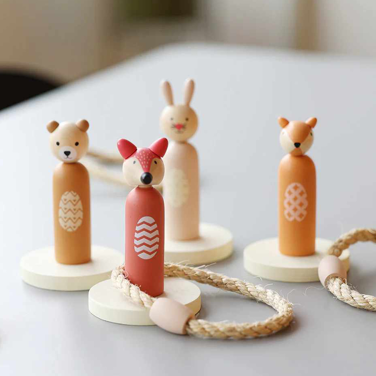 輪投げ ボーリング 子ども用 アニマル リング （ 木製 おもちゃ Adnil LAND キッズ ベビー 木のおもちゃ 玩具 オモチャ 出産祝い ）