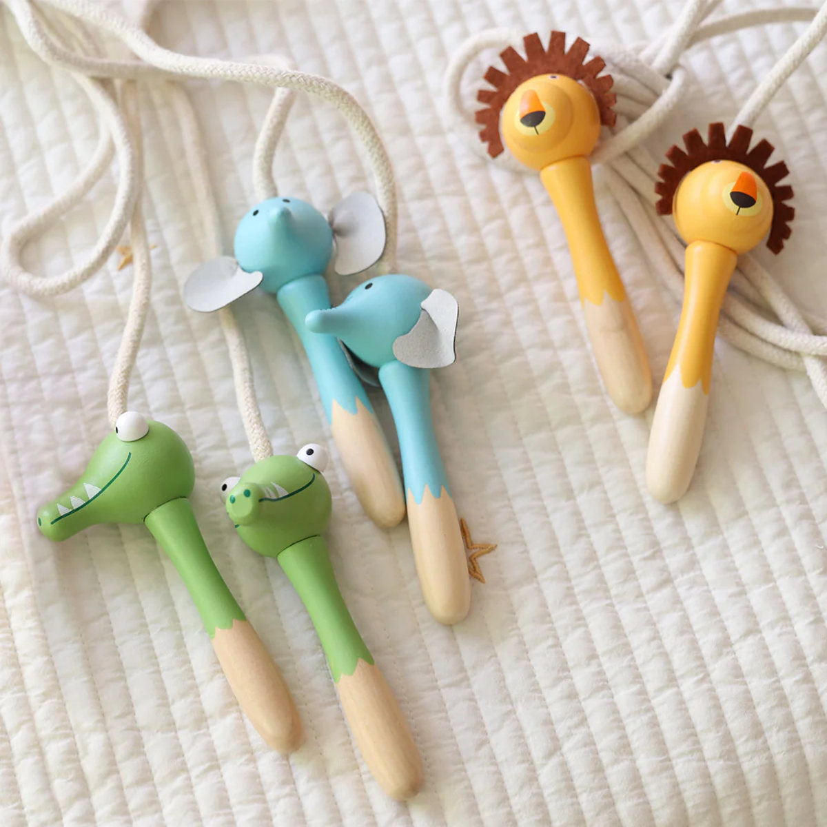 なわとび 子ども用 スキッピングロープ エレファント クロコ ライオン （ おもちゃ Adnil LAND 子供用 縄跳び ロープなわとび 木製 玩具 運動 ）