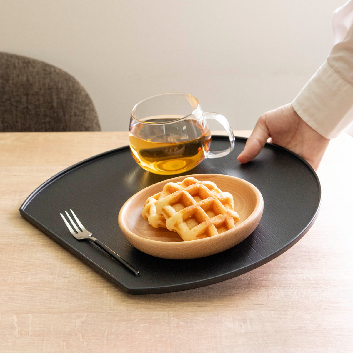 正角盆 木製 尺1 目隅切角盆 溜漆 溜 盆 懐石盆 敷膳 越前漆器 漆塗 角