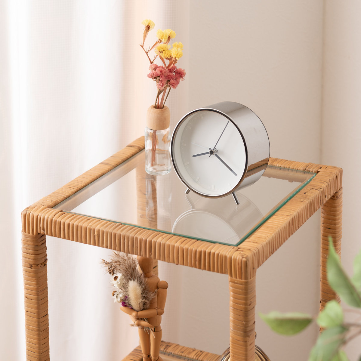 東谷 籐 オープンラック 幅30cm 3段 強化ガラス （ ラック