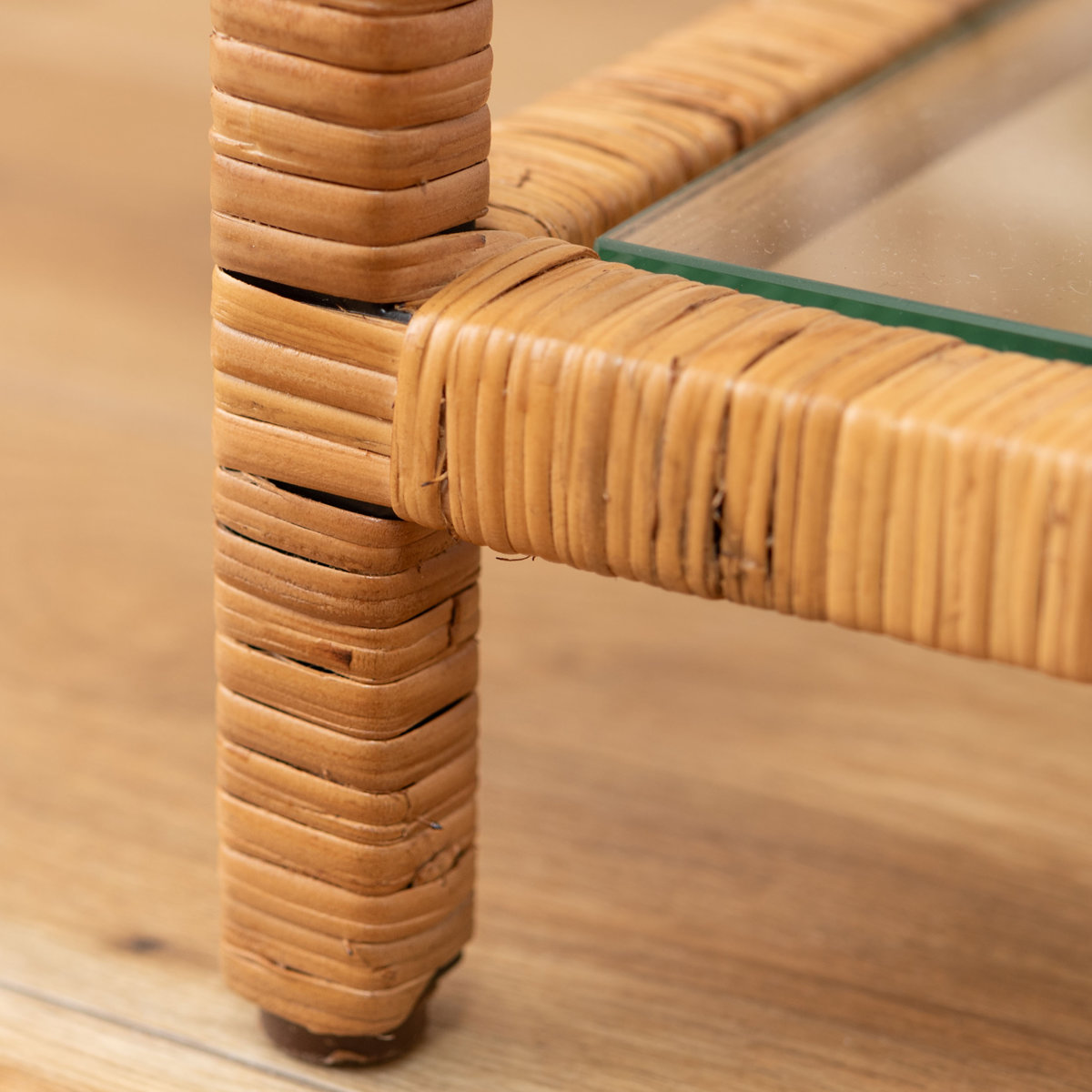 東谷 籐 オープンラック 幅30cm 3段 強化ガラス （ ラック