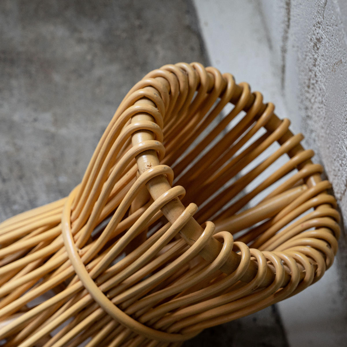 東谷 籐 ラウンドスツール 座面高40cm 鼓型 天然木 （ スツール 籐家具