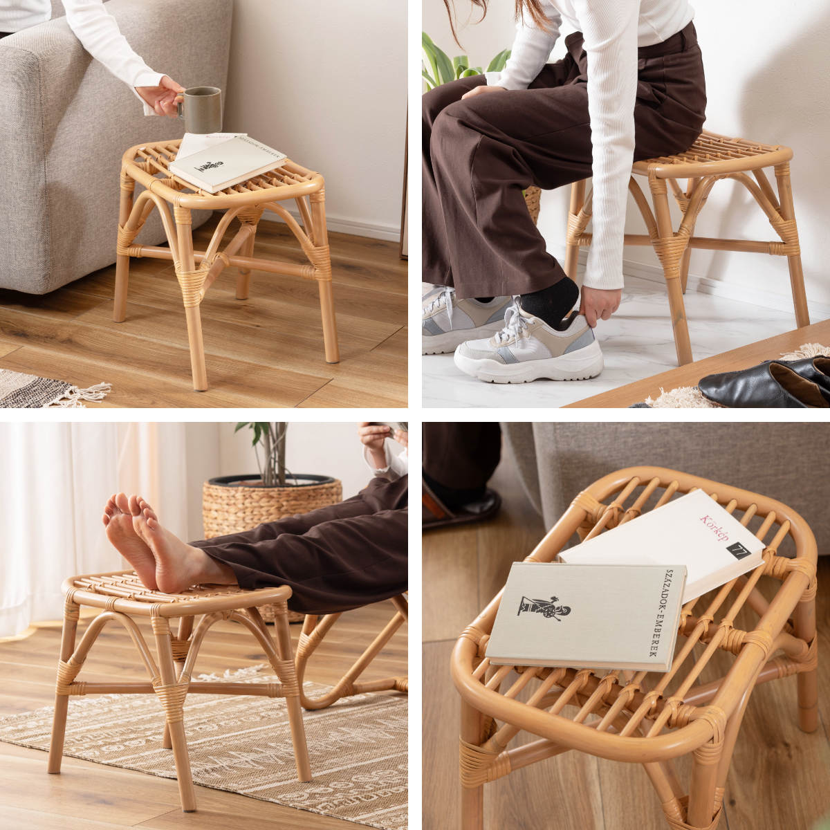 東谷 籐 スツール 座面高36cm 天然木 （ ベンチ 籐家具 ラタン イス