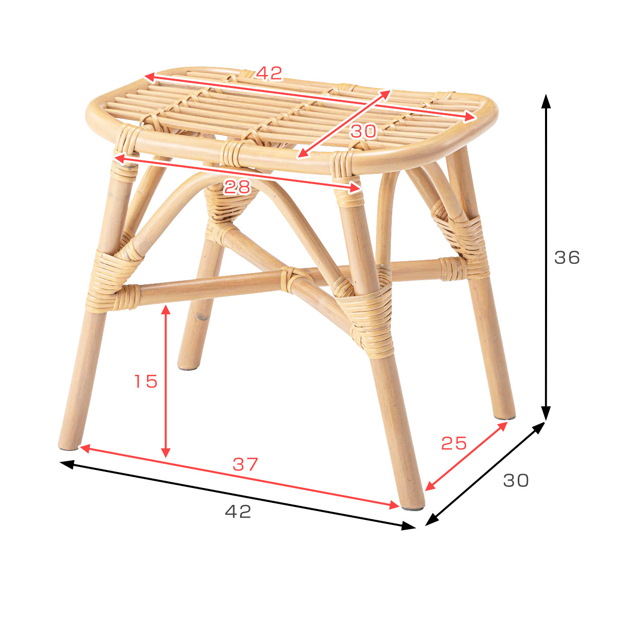東谷 籐 スツール 座面高36cm 天然木 （ ベンチ 籐家具 ラタン イス
