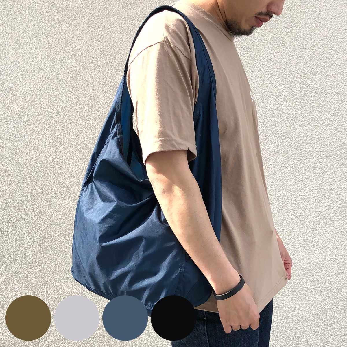 エコバッグ ET パッカブル ワンショルダー BAG コンパクト 紐付き （ マイバッグ トートバッグ 買い物バッグ レジ袋 レジバッグ 買い物袋 折りたたみ ）