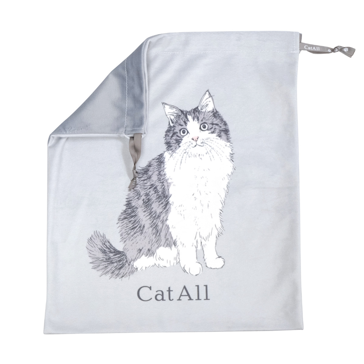 ❁ハンドメイドになります❁ アップリケポーチ Cats w＋巾着 ツインキャット刺繍ポーチ｜ポーチ｜オルネ ド フォイユ公式