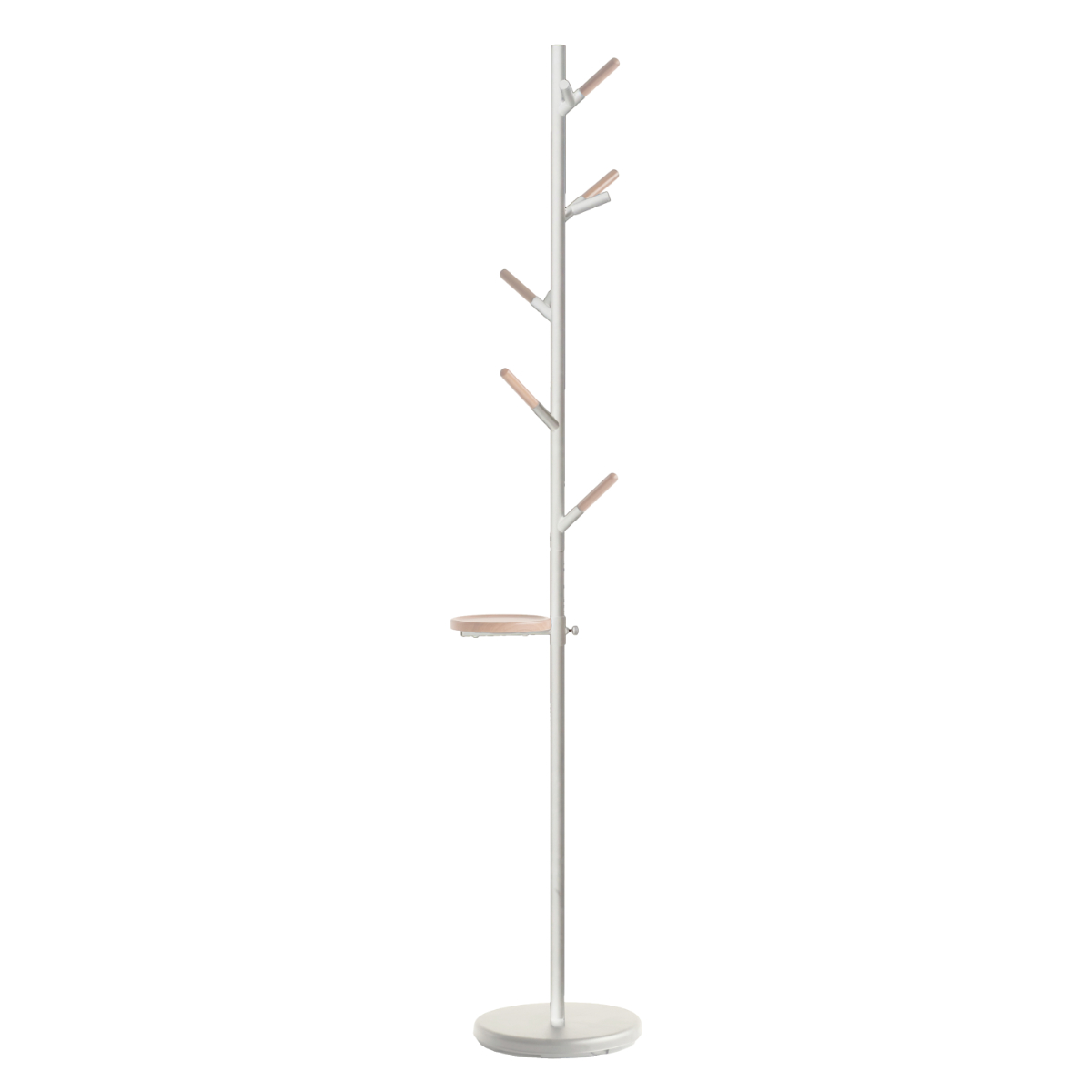 ポールハンガー コートハンガー コート掛け PoleHanger 木製 スリム 高さ178cm トレー付き （ ハンガーポール スタンドハンガー スチール製 衣類掛け ）の画像