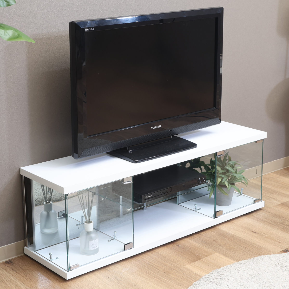 不二貿易（Fuji Boeki） テレビ台 幅110cm ガラスコレクションケース