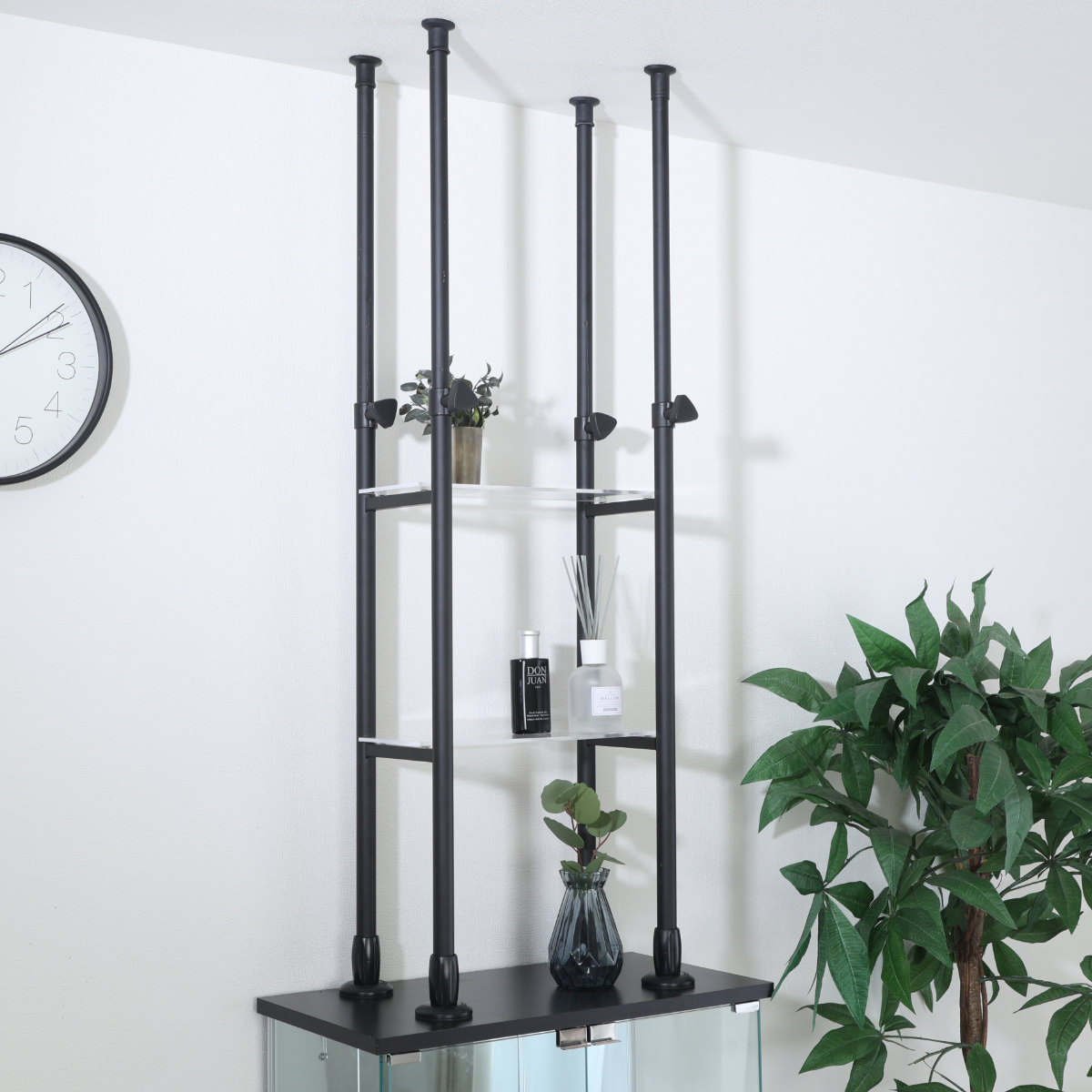 不二貿易（Fuji Boeki） 突っ張り 上置きシェルフ 幅39cm アクリル棚2