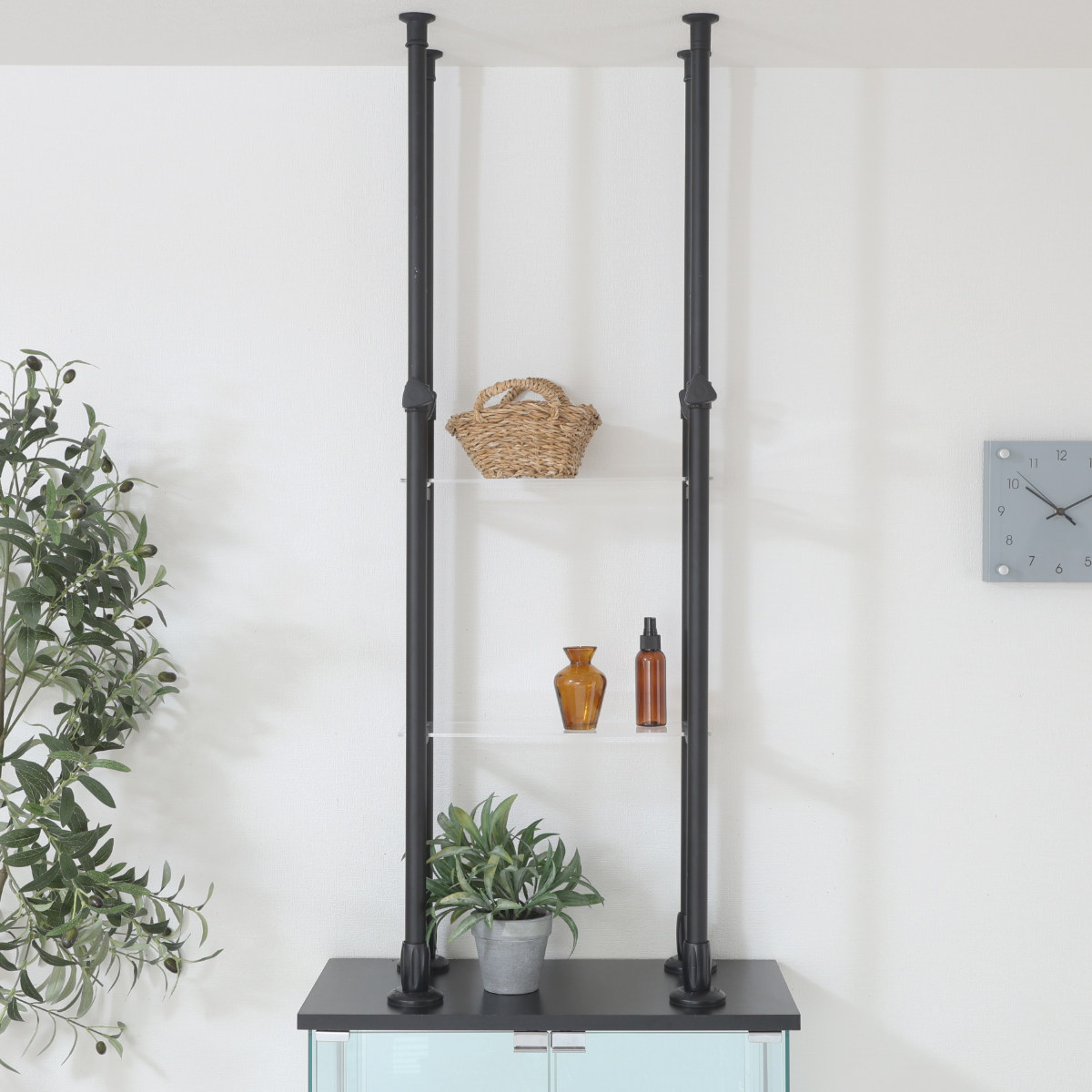 不二貿易（Fuji Boeki） 突っ張り 上置きシェルフ 幅39cm アクリル棚2