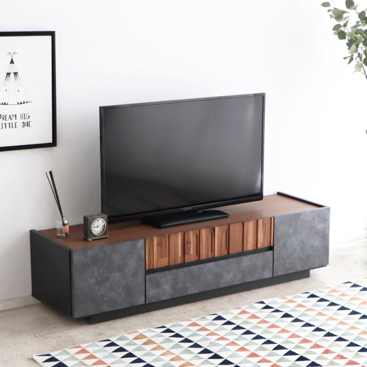 東馬（Tohma） テレビ台 幅140cm ローボード コンクリート調 アカシア