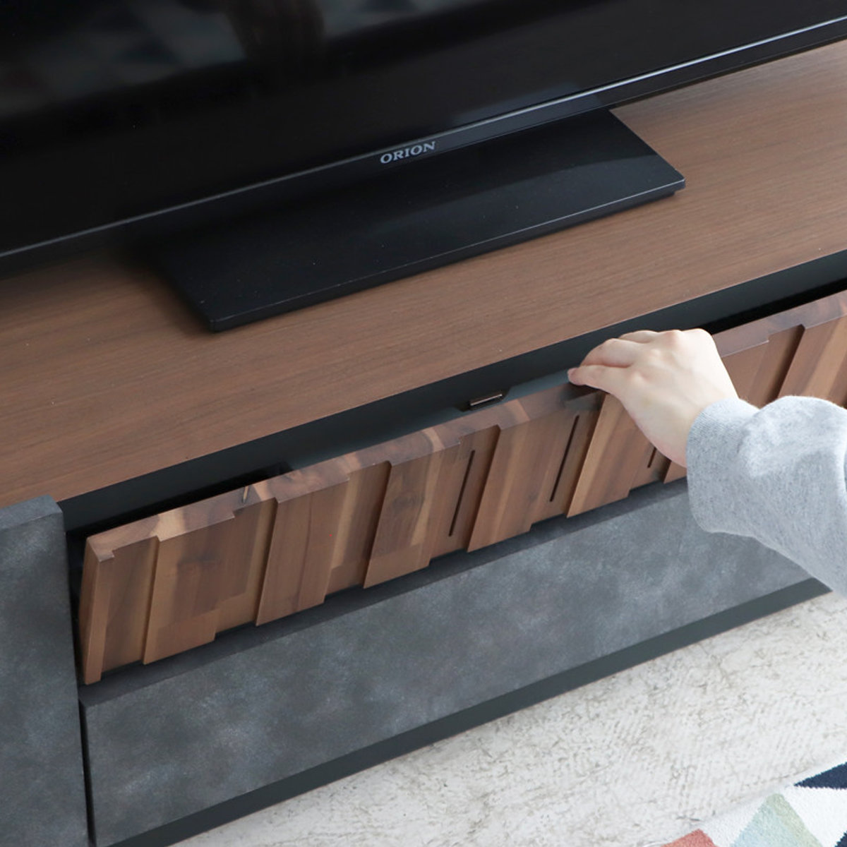 東馬（Tohma） テレビ台 幅140cm ローボード コンクリート調 アカシア