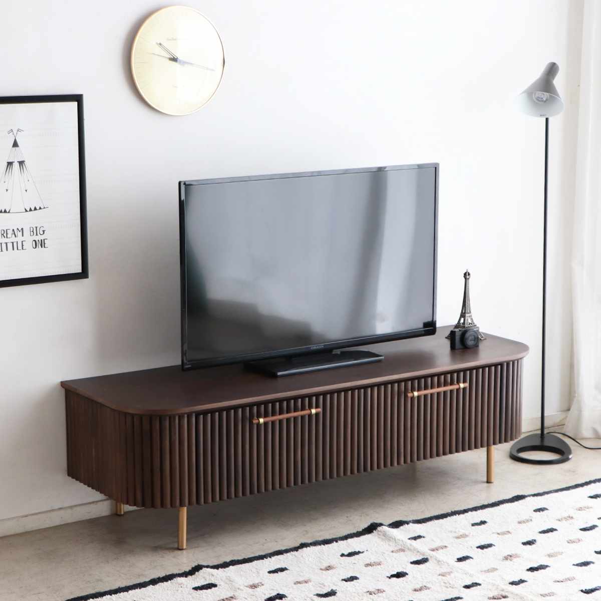 東馬（Tohma） テレビ台 幅160cm 天然木 じゃばら風 ゴールド脚