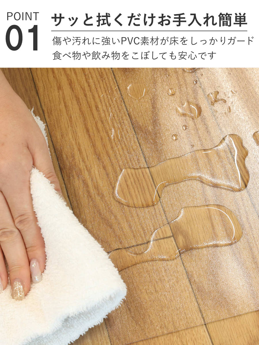 クリアマット 透明マット 抗菌 240×300cm ダイニングマット 折りたたみ ( マット フロアマット 透明 クリア フローリングマット クリアシート ) 関連画像3