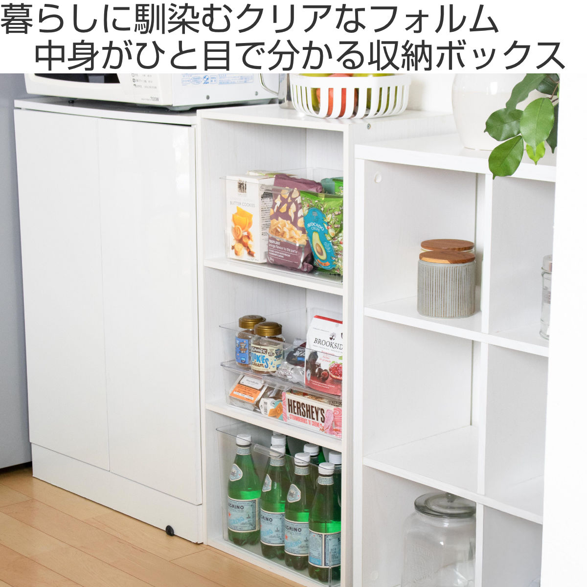 SANKA 収納ボックス スケルトンボックス L クリア 幅35×奥行28.4×高さ