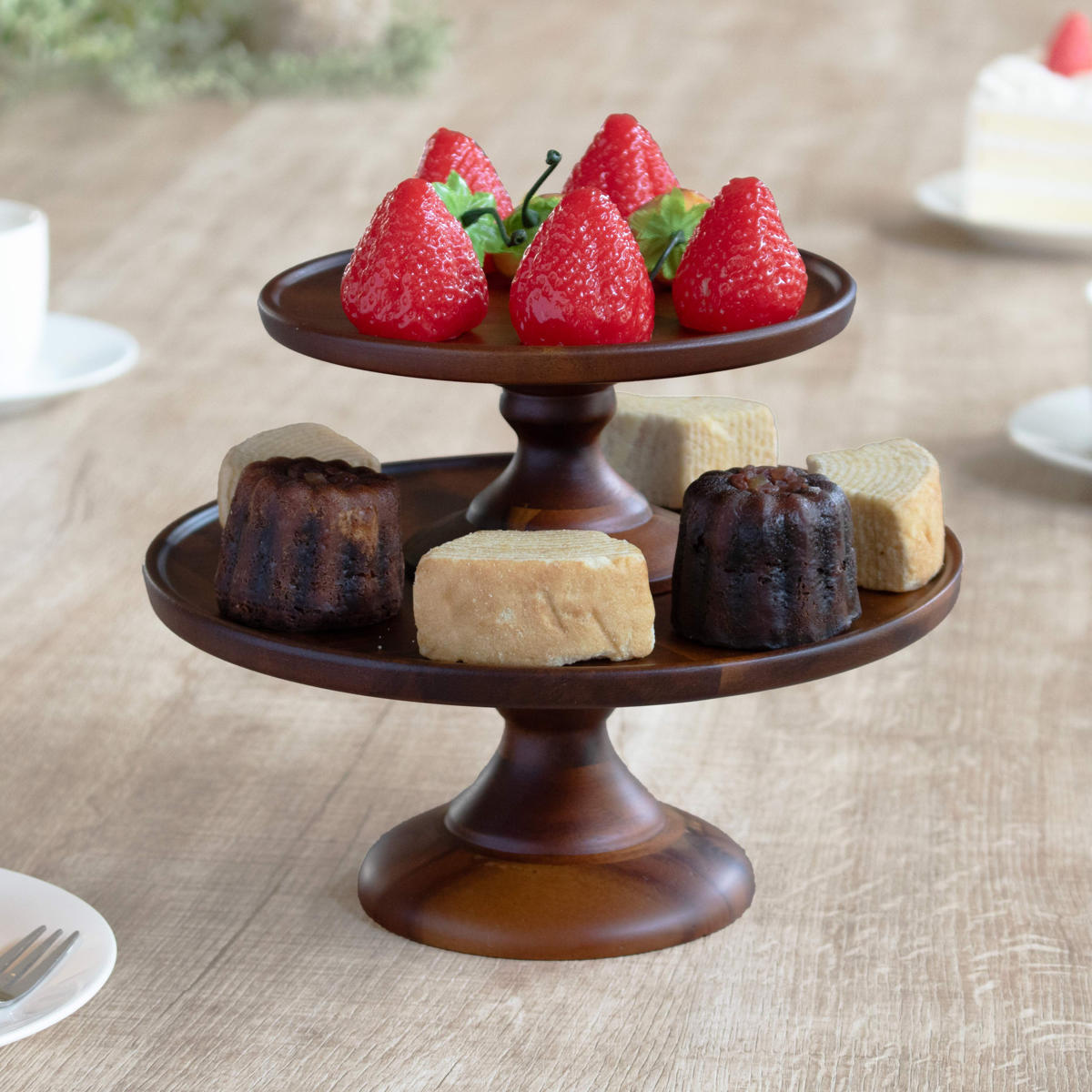 アカシア コンポートディッシュ LL 直径28cm ブラウン （ 木製