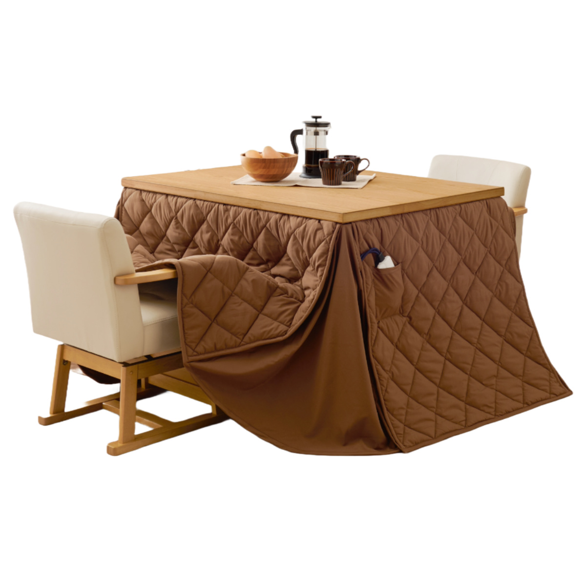 HAGiHARA（萩原） ダイニングこたつセット 4点セット マロン 幅105cm