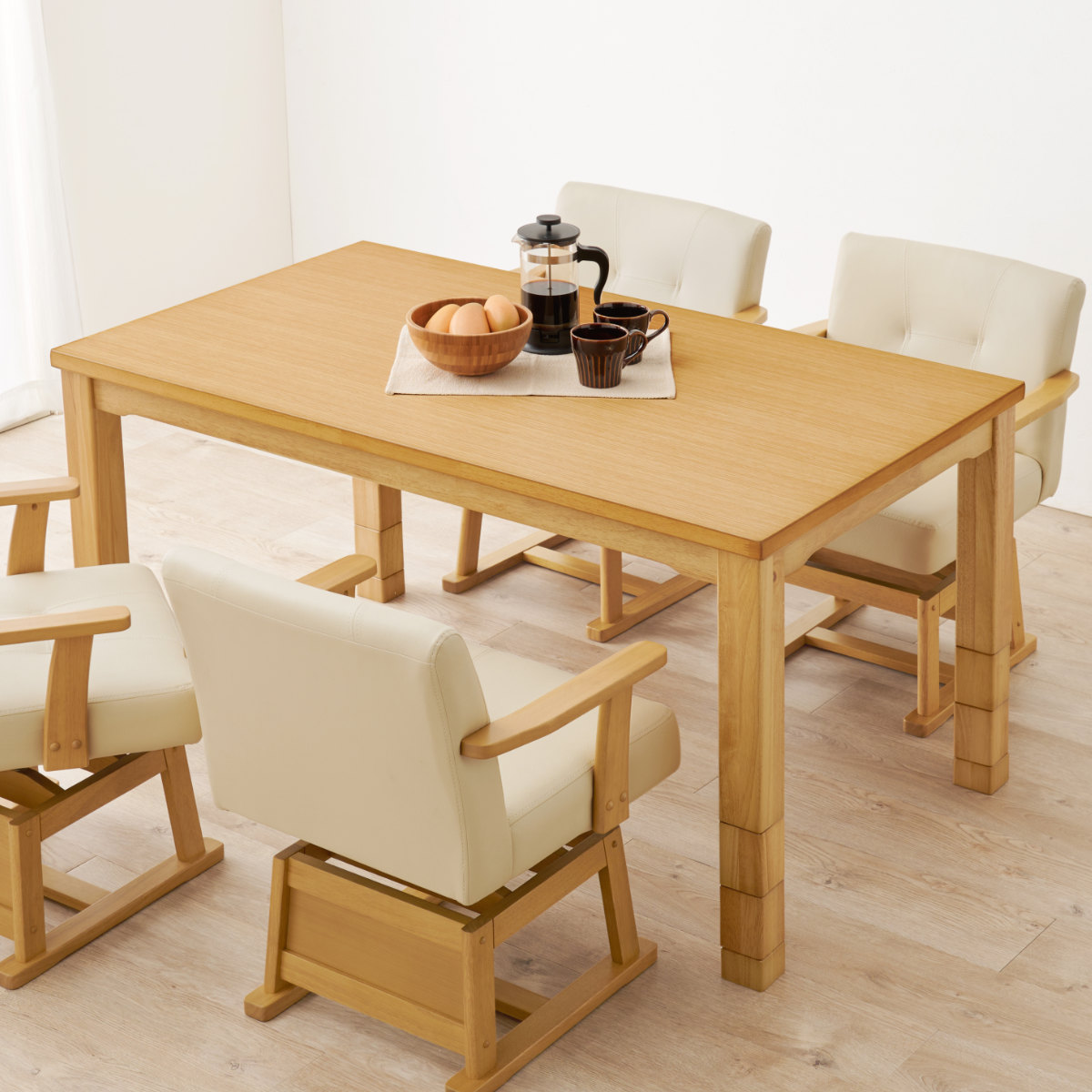 HAGiHARA（萩原） ダイニングこたつ 継脚 幅135cm こたつテーブル